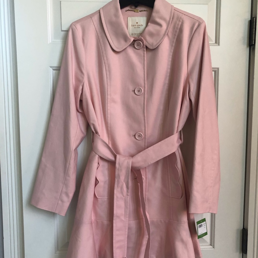 Kate Soade Pink Scallop Trench Coat